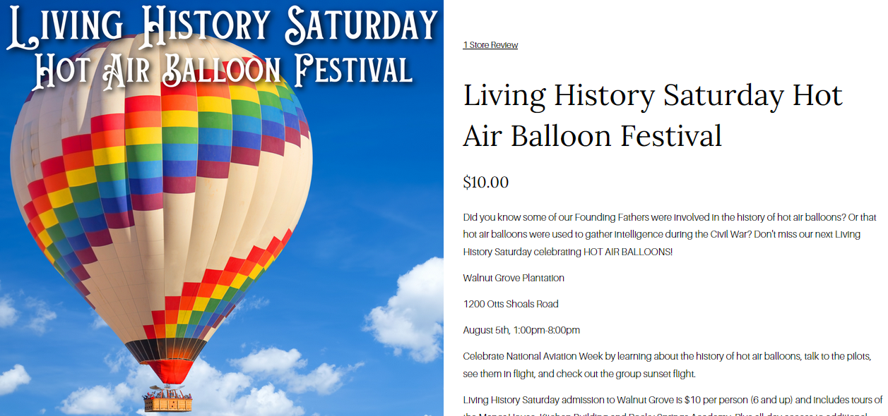 Living History Saturday Hot Air Balloon Festival